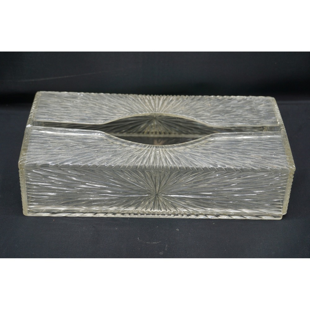 Vintage Celebrity Inc Clear Acrylic Sunburst Tissue Box Cover Made in USA 10.5in